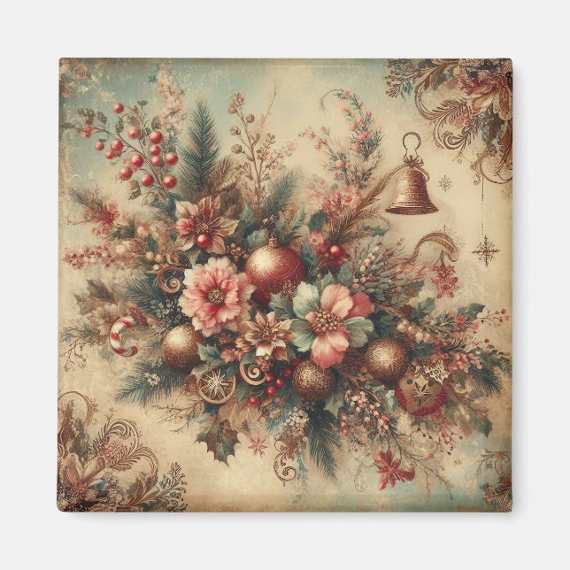 Íman Magneta de Natal do Ornamentado Clássico (Frente)