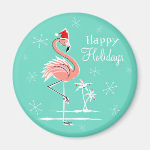 Íman Magneta de Natal Flamingo Happy Holidays