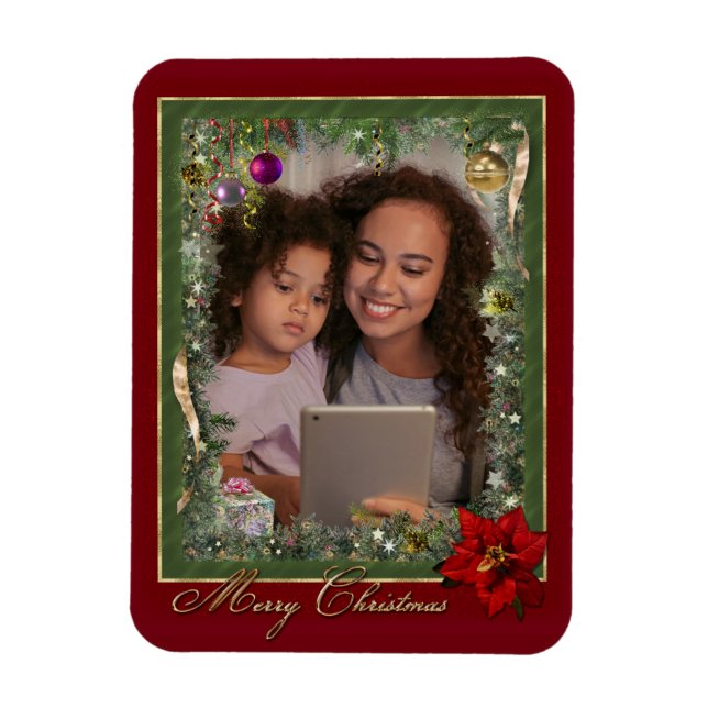 Íman Magneta de Natal personalizável (carregue sua foto (Vertical)