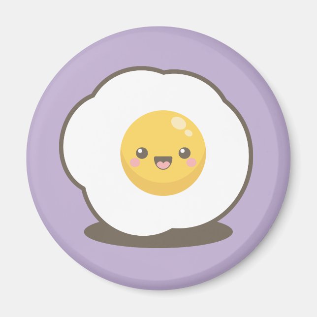 Íman Magneta de Ovos Feliz Kawaii Fried (Frente)