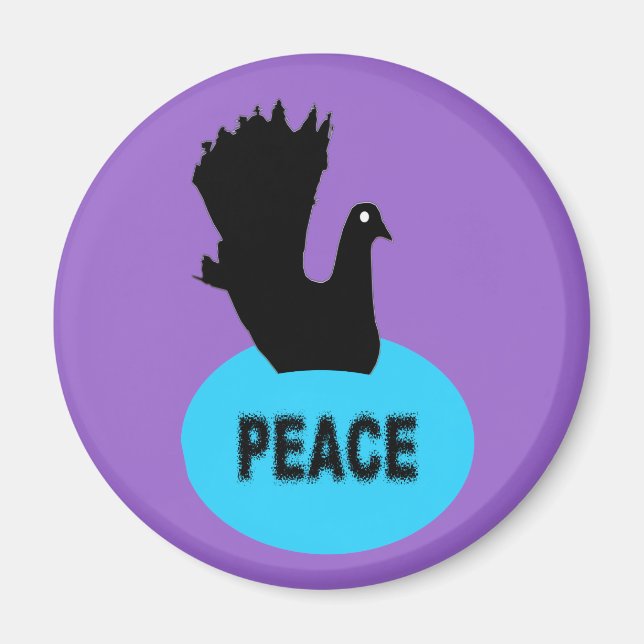 Íman Magneta de paz de porta negra (Frente)