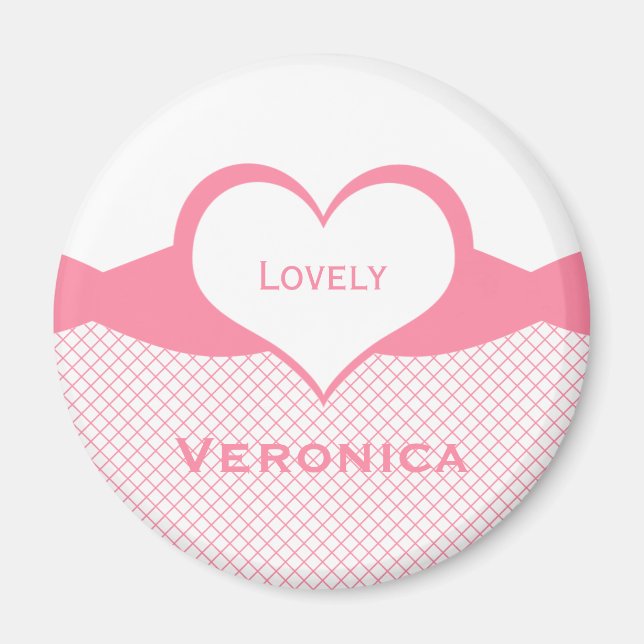 Íman Magneta de Peixe Sassy Heart, Rosa (Frente)