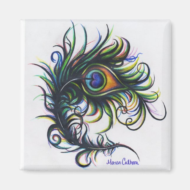 Íman Magneta de pena de peacock (Frente)