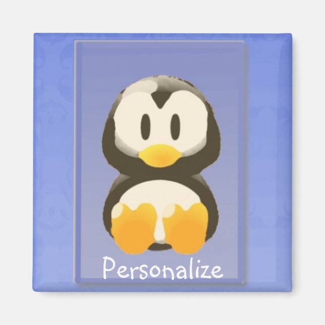 Íman Magneta de pinguim azul (Frente)