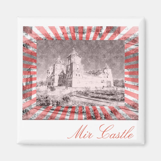 Íman Magneta de pintura do Castelo de Belarus Mir (Frente)