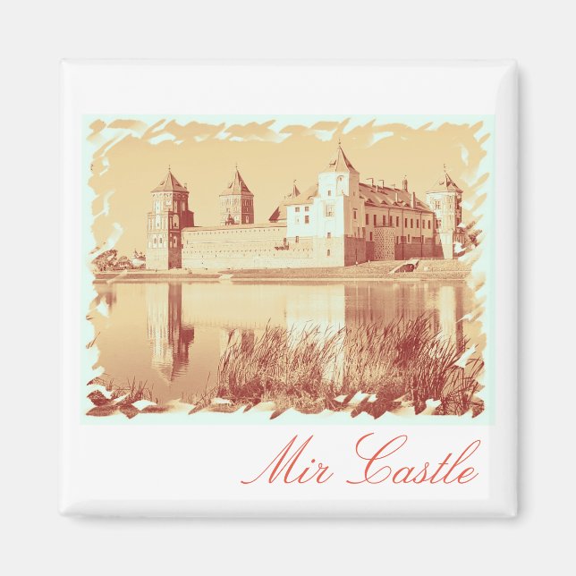 Íman Magneta de pintura do Castelo de Belarus Mir (Frente)