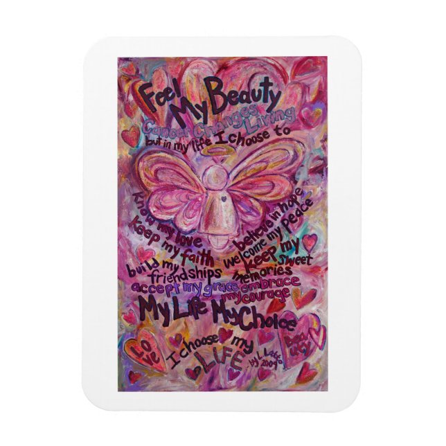 Íman Magneta de Poem do Cancer Anjo Rosa (Vertical)