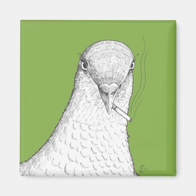 Íman Magneta De Pombo Fumante | Bizarro, Quirky e Diver (Frente)