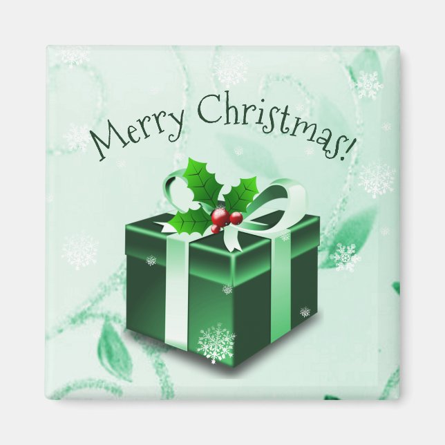 Íman Magneta de presentes de Natal Verde (Frente)