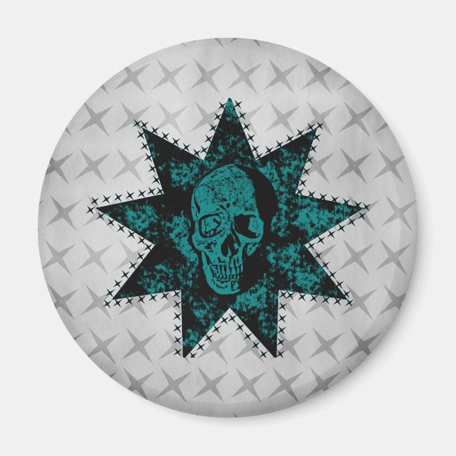 Íman Magneta de Punk Skull (Teal) (Frente)