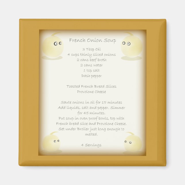 Íman Magneta de receita de cebola francesa (Frente)