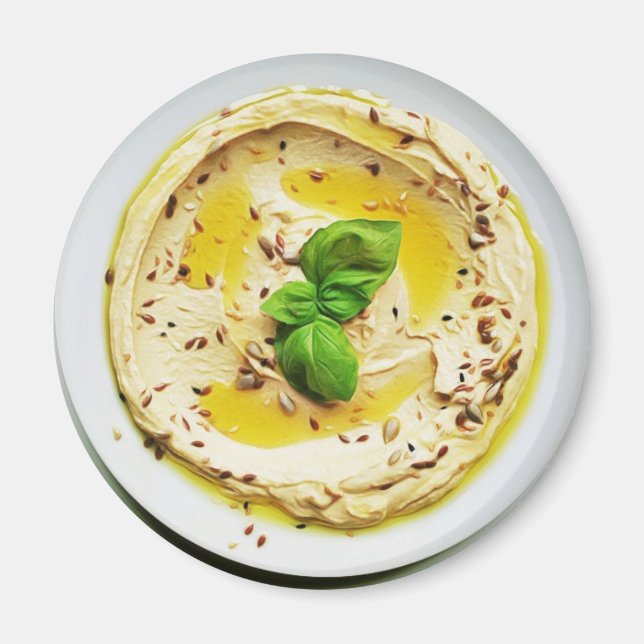 Íman Magneta de refrigerador de Comida de Cubo Hummus (Frente)