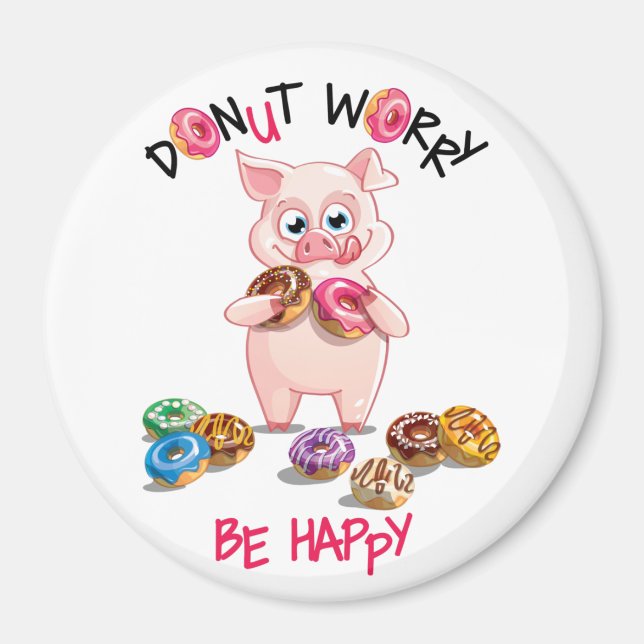 Íman Magneta de Rosquinha de Porco Engraçado (Frente)