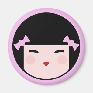Íman Magneta de rosto da boneca Kokeshi