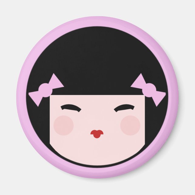 Íman Magneta de rosto da boneca Kokeshi (Frente)