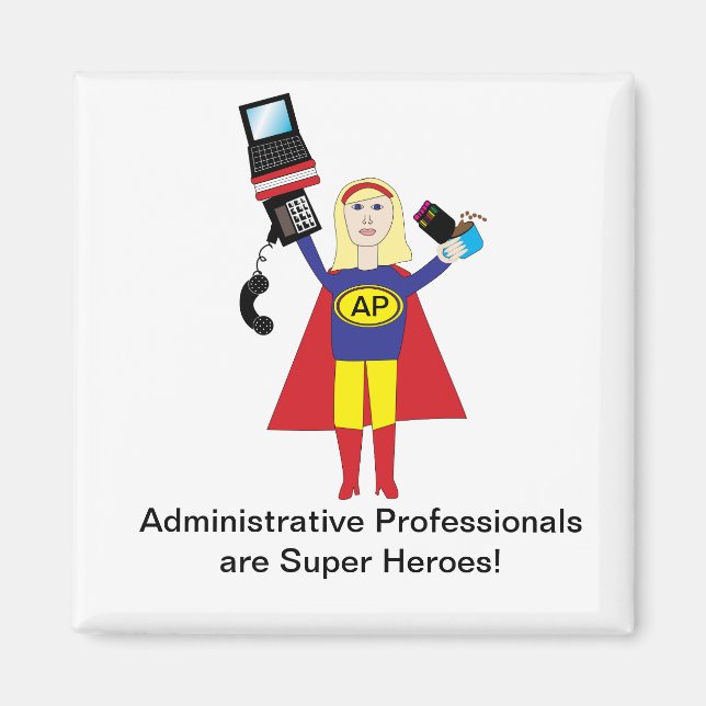 Íman Magneta de Super Hero Profissional Administrativo (Frente)