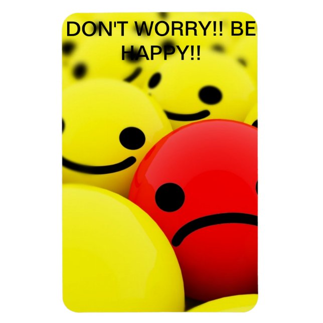 Íman Magneta de um rosto triste no meio de rostos feliz (Vertical)