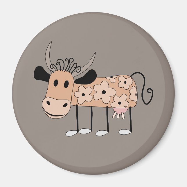 Íman Magneta de Vaca ilustrada em Cute (Frente)