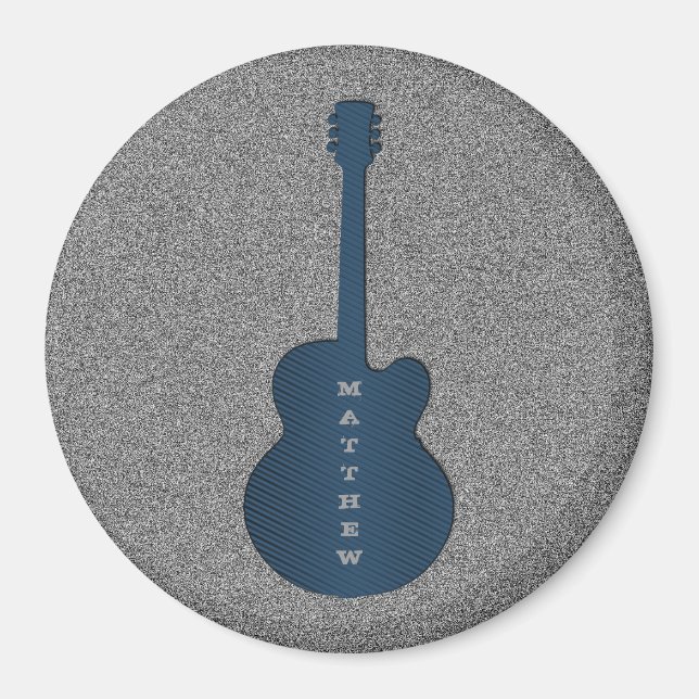 Íman Magneta de violão riscado, azul escuro (Frente)