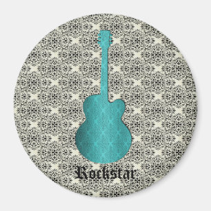 Íman Magneta de violão Rockstar Damask, Turquesa