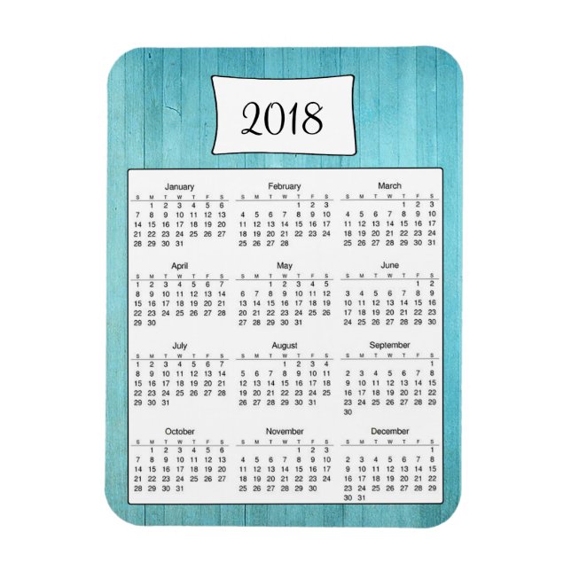 Íman Magneta do Calendário da Madeira do Teal Turquoise (Vertical)