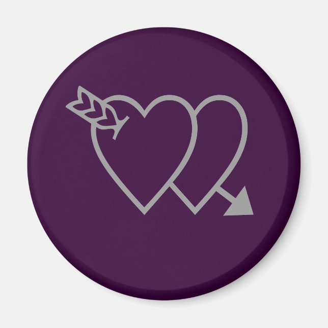 Íman Magneta do Coração Roxo - Casamento de Aniversário (Frente)