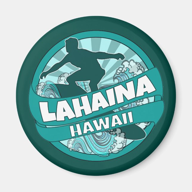 Íman Magneta do surfista terrestre Lahaina Hawaii (Frente)