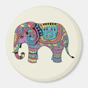 Íman Magneta Elefante Mandala Colorido Vibrante