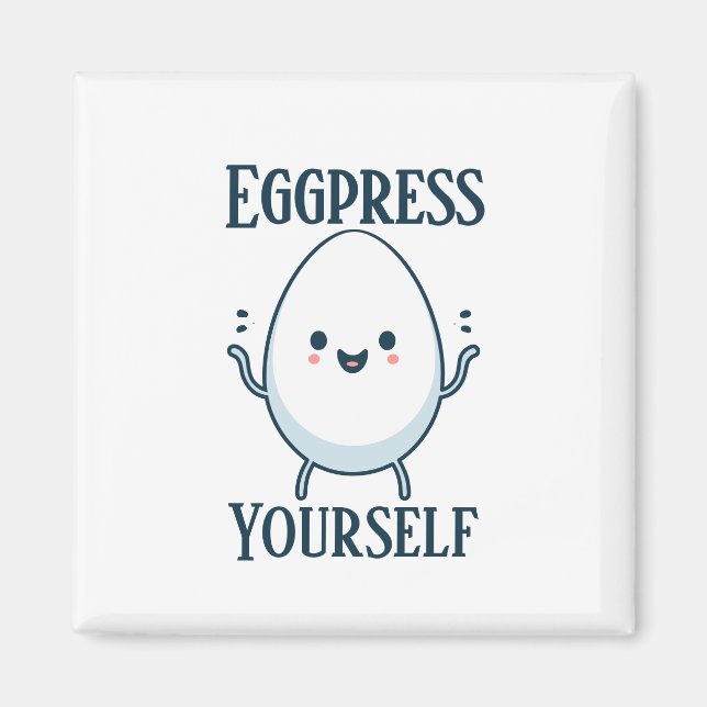 Íman Magneta Engraçada "Eggpress Yourself" (Frente)
