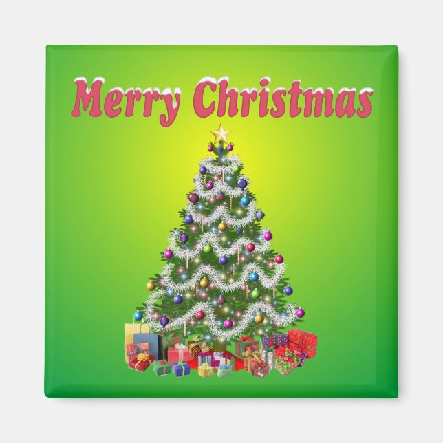 Íman Magneta Feliz de Árvore de Natal (Frente)