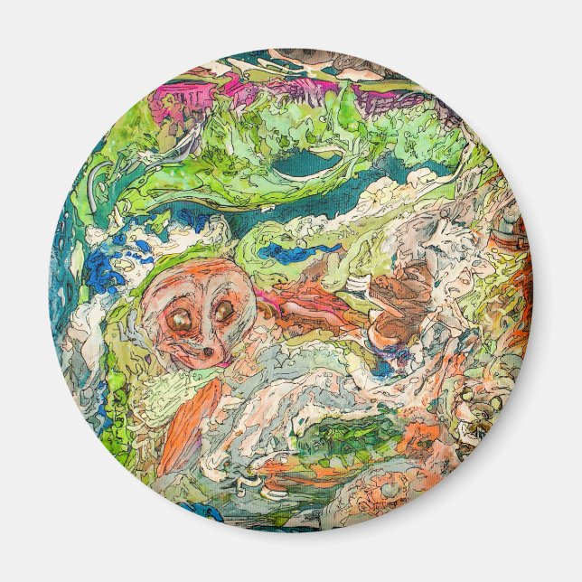 Íman Magneta Figural Verde-Arte Abstrato original (Frente)