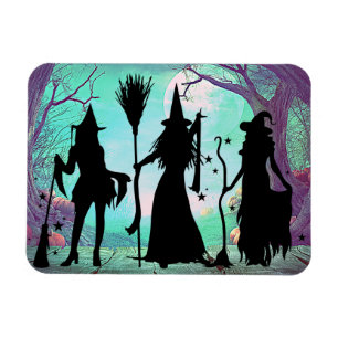 Íman Magneta flexível 3"x4" de três bruxas no Halloween