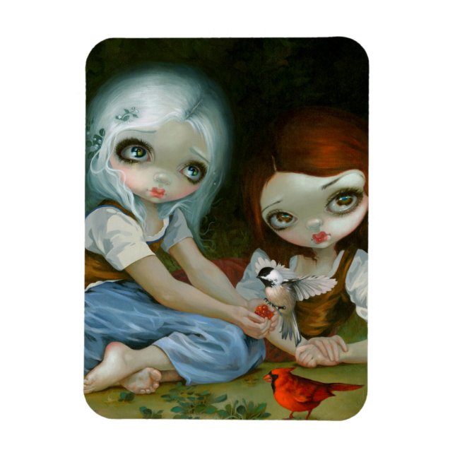 Íman Magneta flexível "branco e Rosa vermelho-neve" (Vertical)