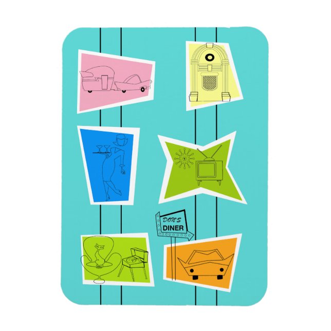 Íman Magneta flexível de Kitsch Retro-Atômica (Vertical)