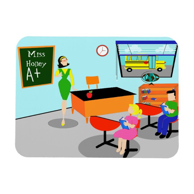 Íman Magneta flexível do professor retrô (Horizontal)