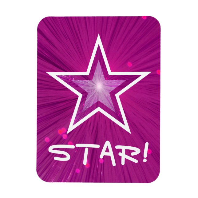 Íman Magneta flexível 'STAR!' de estrela rosa (Vertical)
