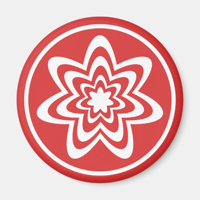 Íman Magneta Floral de Explosão, Vermelho Brilho (Frente)