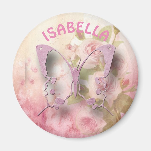 Íman Magneta Floral Rosa Personalizada (Frente)