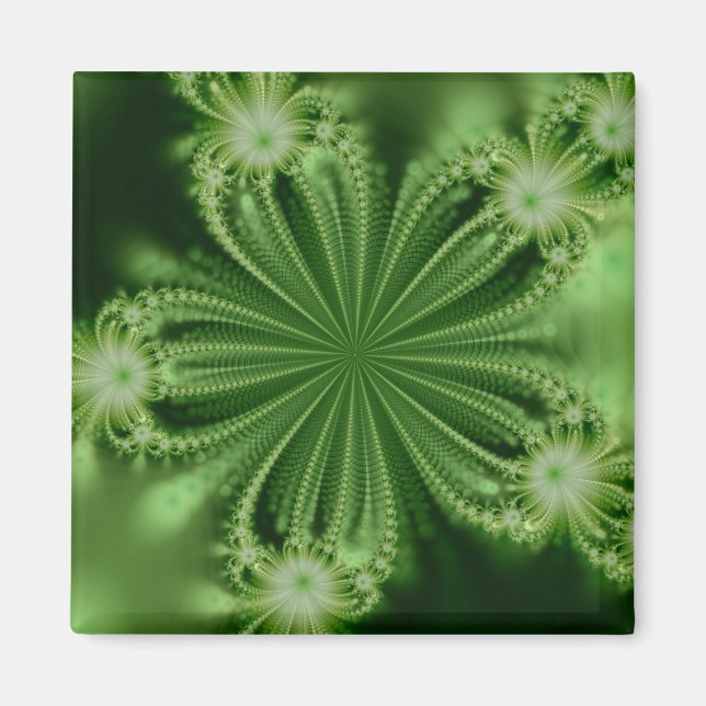 Íman Magneta Fractal Flor Verde (Frente)