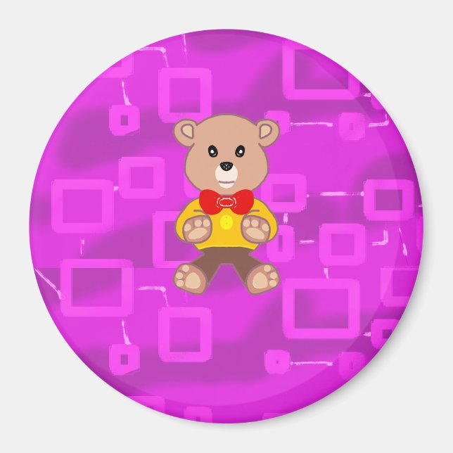 Íman Magneta Geométrica Cor-de-rosa-rosa do Urso Estáve (Frente)