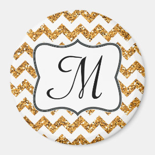 Íman Magneta Inicial do Monograma Glitor Dourado Modern