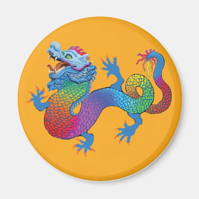 Íman Magneta Laranja com Dragão Colorido (Frente)