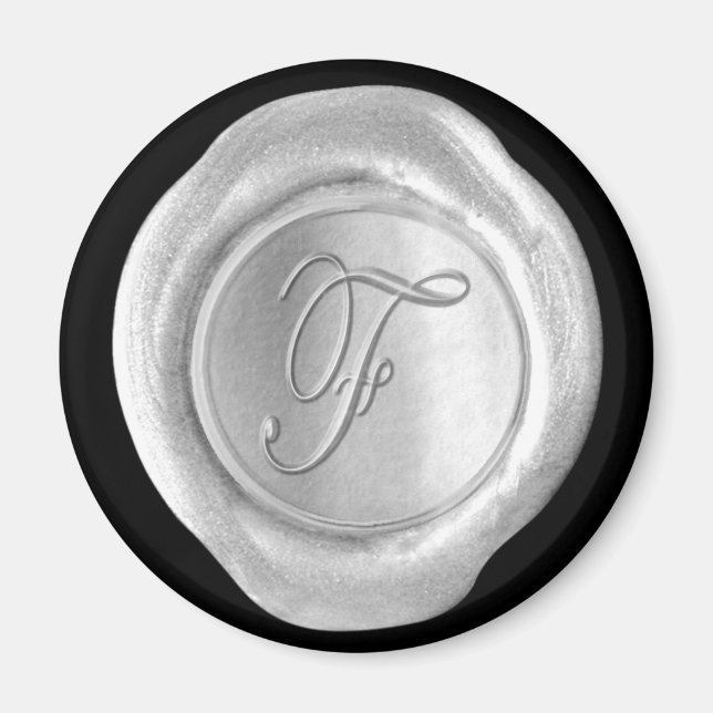 Íman Magneta Monograma de Seal de Cera - Prata - Estilo (Frente)