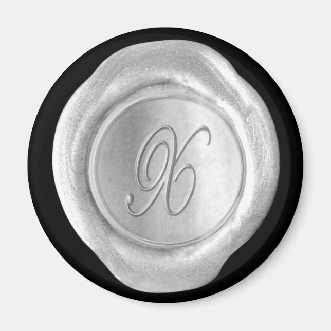 Íman Magneta Monograma de Seal de Cera - Prata - Estilo (Frente)