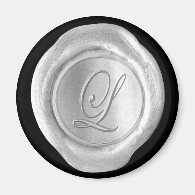 Íman Magneta Monograma de Seal de Cera - Prata - Estilo (Frente)