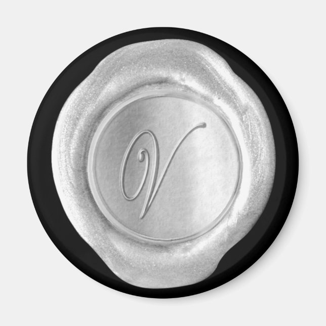 Íman Magneta Monograma de Seal de Cera - Prata - Estilo (Frente)