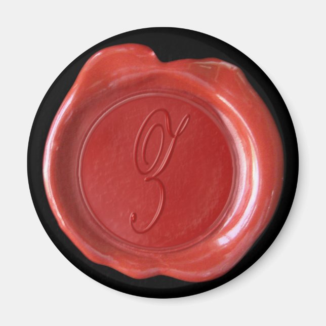 Íman Magneta Monograma de Seal de Cera - Vermelho - Est (Frente)