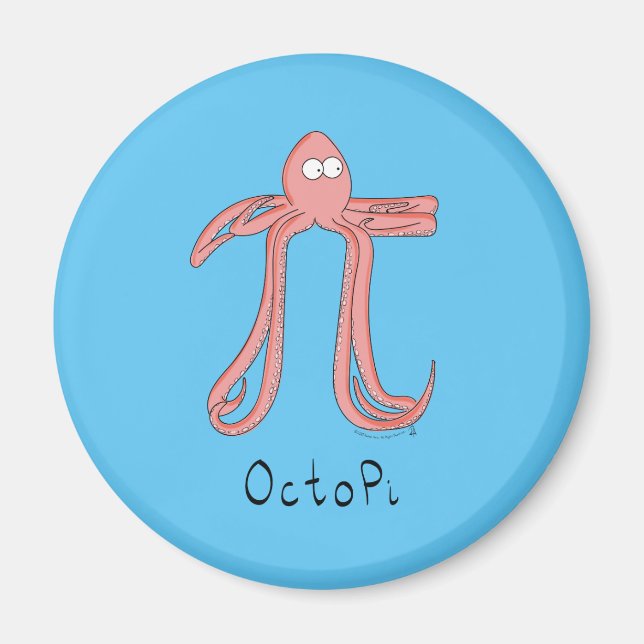 Íman Magneta Octopus Cute Math Pi Day (Frente)