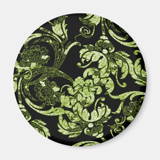 Íman Magneta ornamentado em verde e preto (Frente)