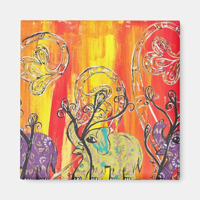 Íman Magneta Parada de Elefante Feliz (Frente)